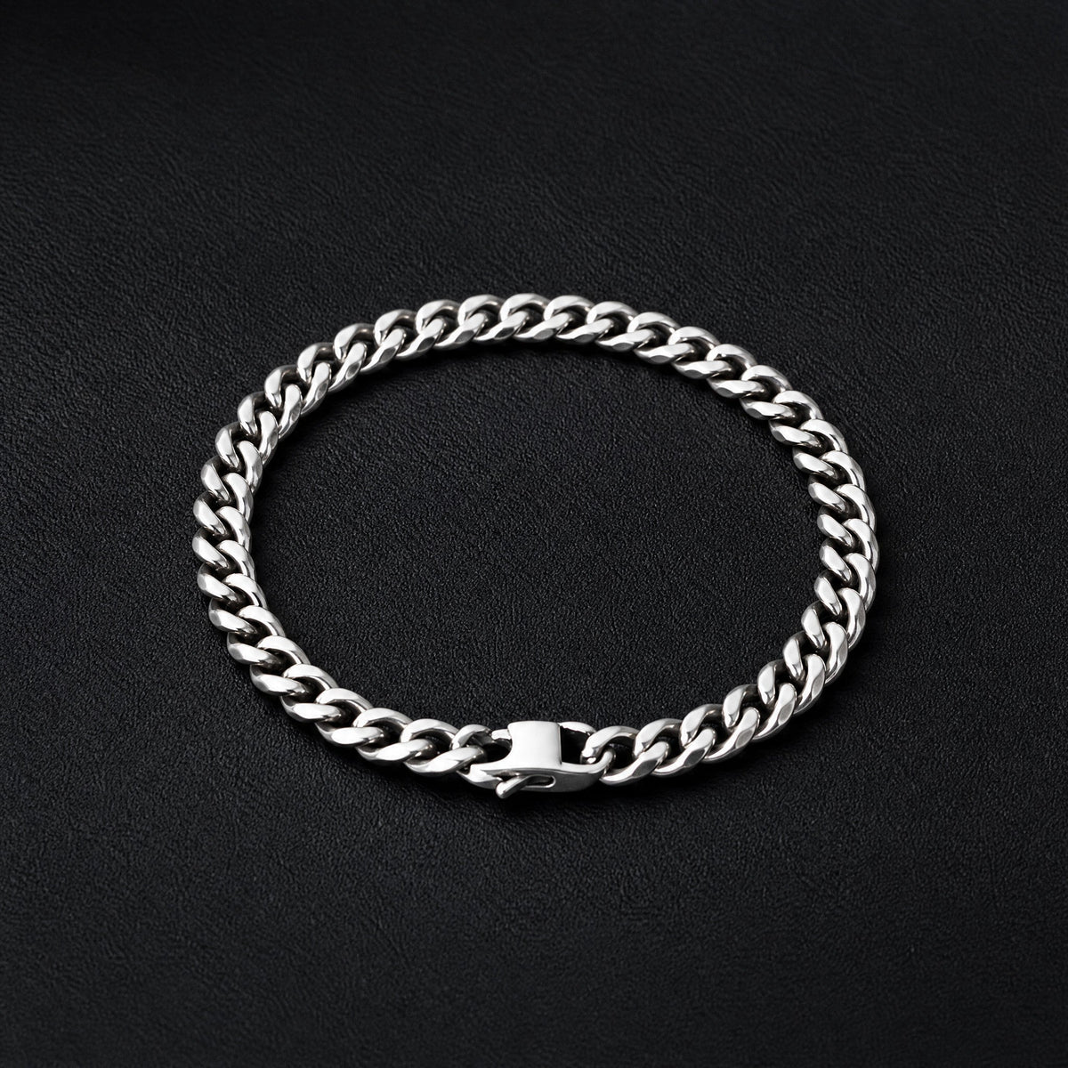 VLKRY - Pure Titanium Jewelry 7mm graues Cuban-Link-Armband aus reinem Titan mit Karabinerverschluss