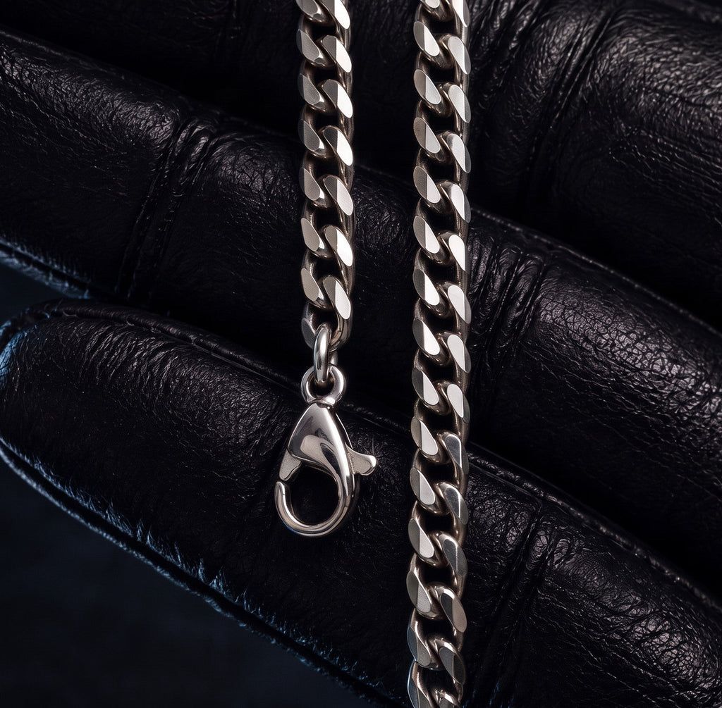 VLKRY - Pure Titanium Jewelry Ascent Armband aus poliertem Titan mit 4,1 mm Curb-Gliederkette und Karabinerverschluss