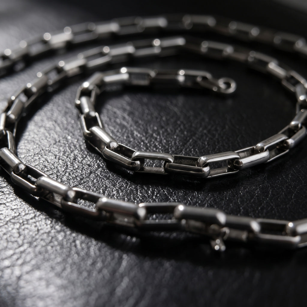 VLKRY - Pure Titanium Jewelry Brisk Halskette mit geometrischem Kettendesign aus poliertem, silbernem Titan