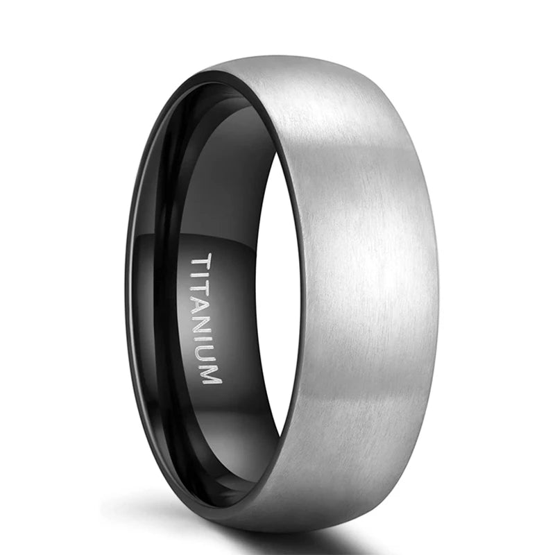 VLKRY - Pure Titanium Jewelry Core Ring mit gebürsteter matter Oberfläche und polierter Innenseite aus Titan