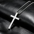 VLKRY - Pure Titanium Jewelry Crux Halskette mit glänzendem Kreuz-Anhänger an einer Perlenkette aus reinem Titan