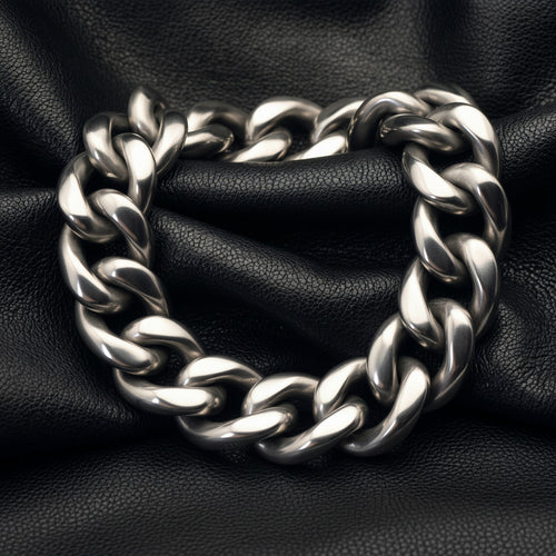 VLKRY - Pure Titanium Jewelry Destiny Armband aus massivem, silberfarbenem Titan mit robustem Kettenglied-Design