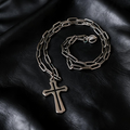 VLKRY - Pure Titanium Jewelry Faith Halskette mit Kreuz-Anhänger und Gliederkette aus hypoallergenem Titan.