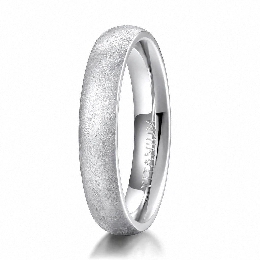 VLKRY - Pure Titanium Jewelry Frost Ring mit gebürsteter Textur und polierter Innenseite aus reinem Titan
