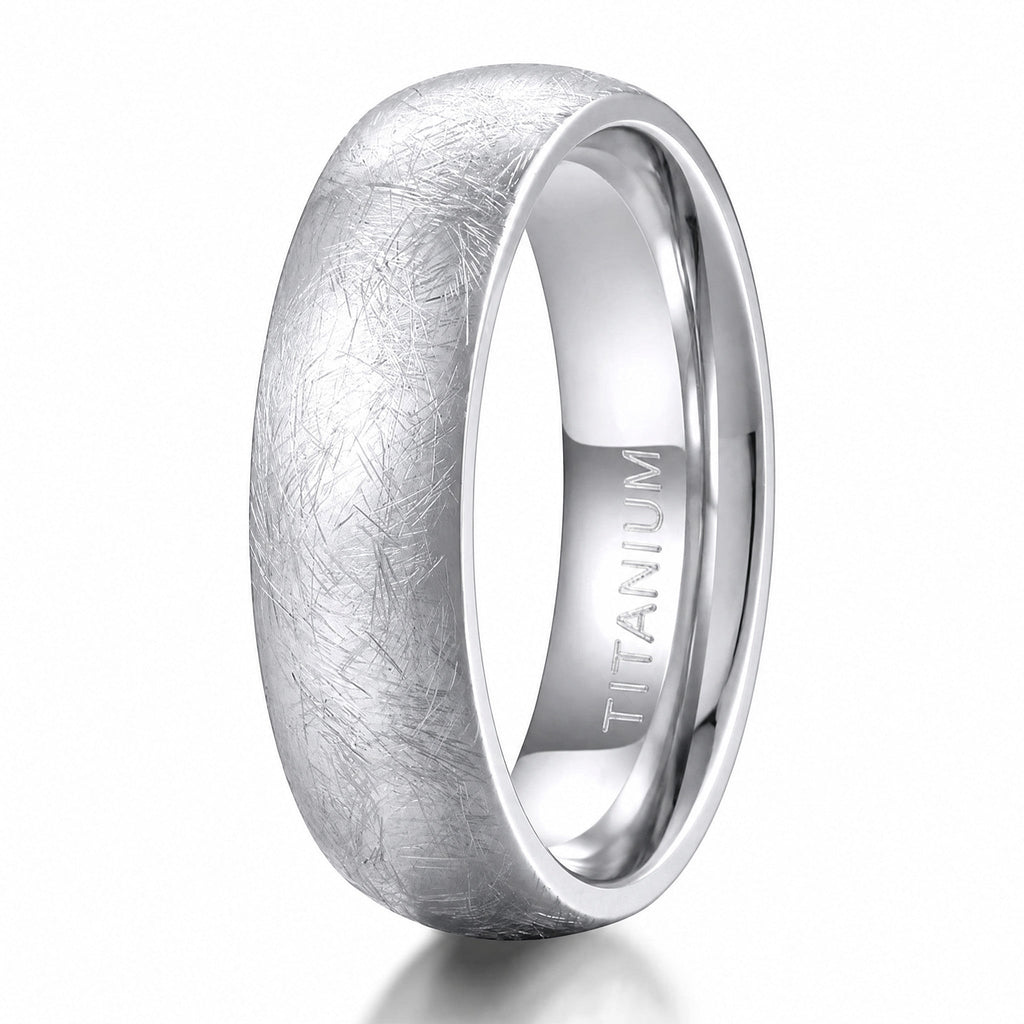 VLKRY - Pure Titanium Jewelry Frost Ring mit eisgebürsteter, strukturierter Oberfläche und polierter Innenseite.