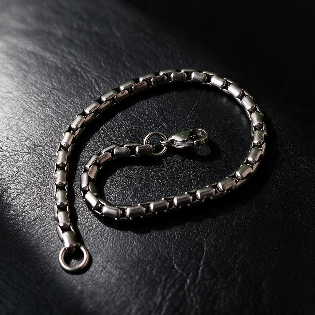 VLKRY - Pure Titanium Jewelry Armband im Snake-Bone-Design aus poliertem, hypoallergenem Titan mit Karabinerverschluss.