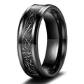 VLKRY - Pure Titanium Jewelry Ring Night aus schwarzem Titan mit texturierter sandgestrahlter Einlage