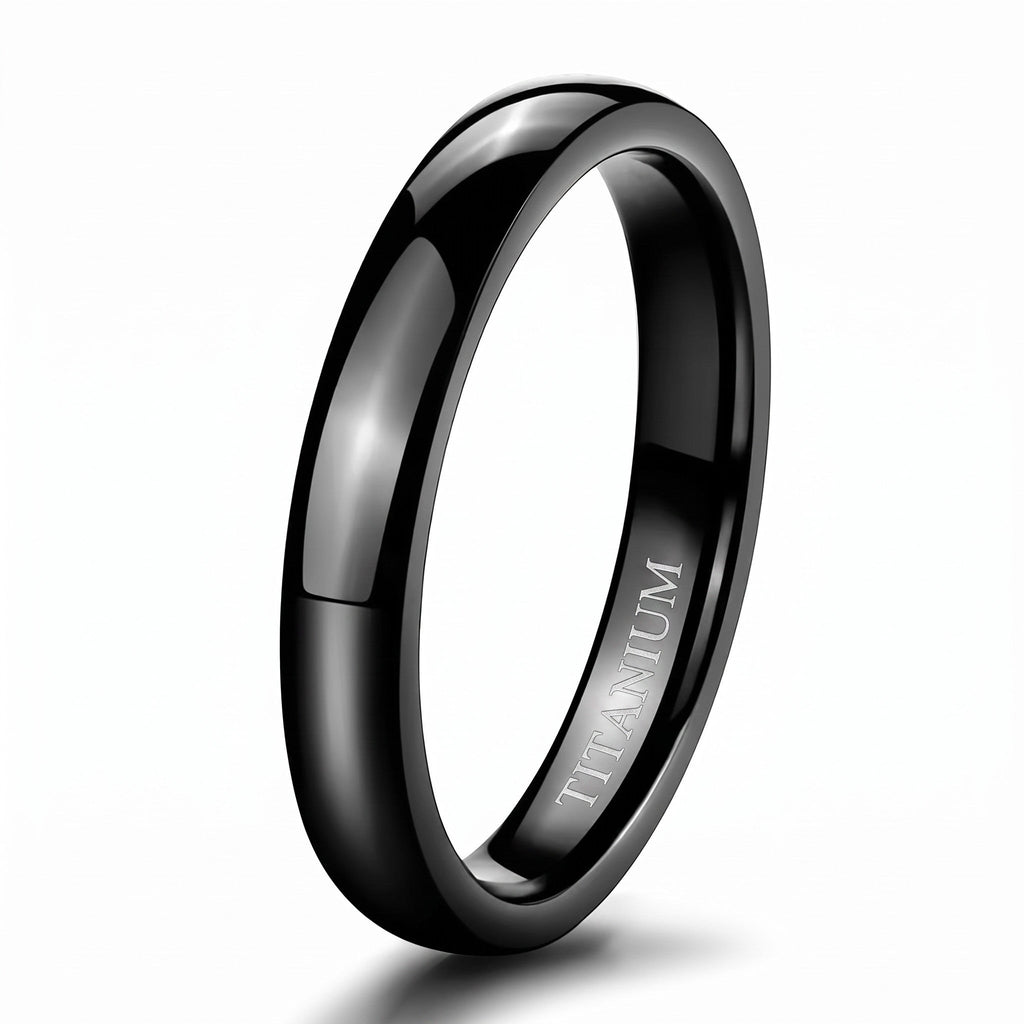 VLKRY - Pure Titanium Jewelry Eclipse Ring in poliertem Schwarz mit minimalistischem Design aus reinem Titan.