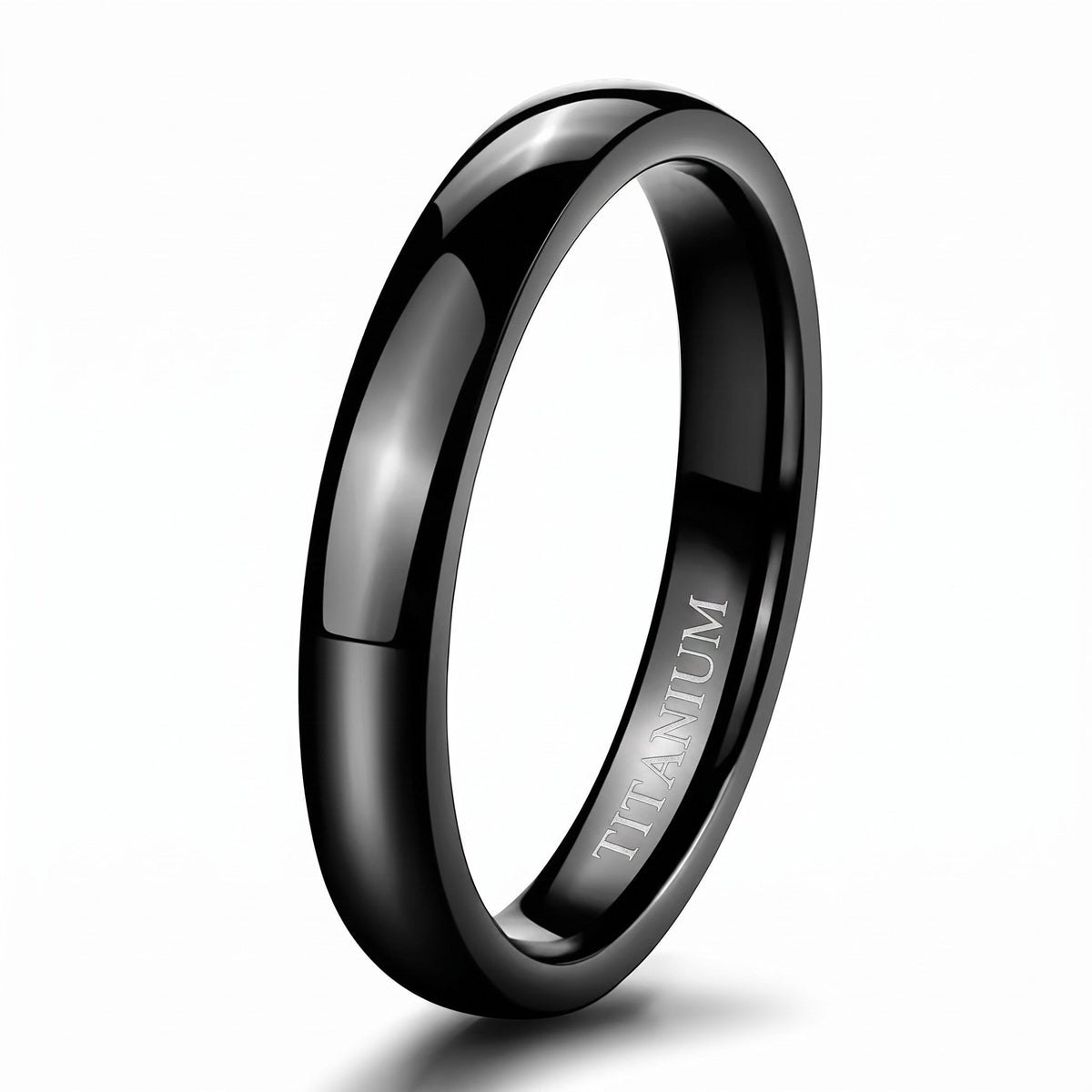 VLKRY - Pure Titanium Jewelry Eclipse Ring in poliertem Schwarz mit minimalistischem Design aus reinem Titan.