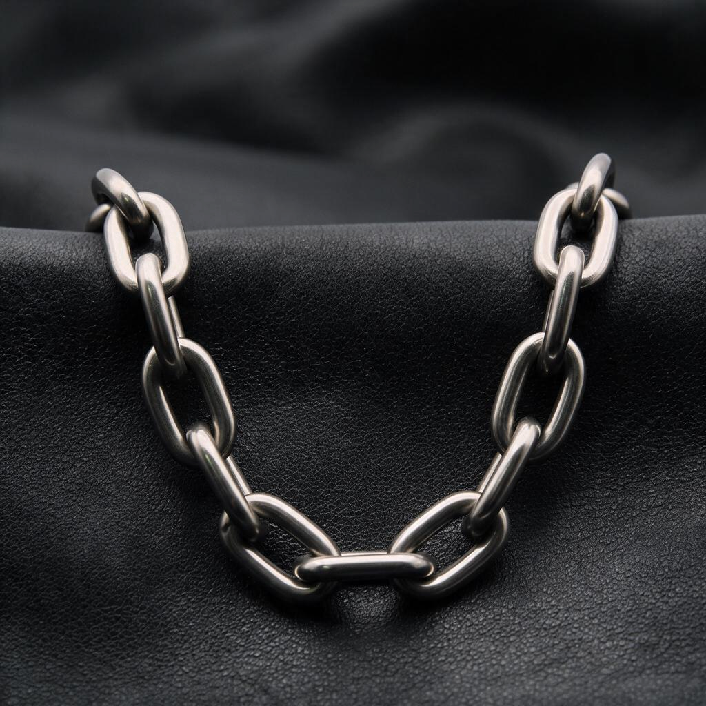 VLKRY - Pure Titanium Jewelry Armband mit industriellem Kettenglied-Design aus massivem, silberfarbenem Titan.