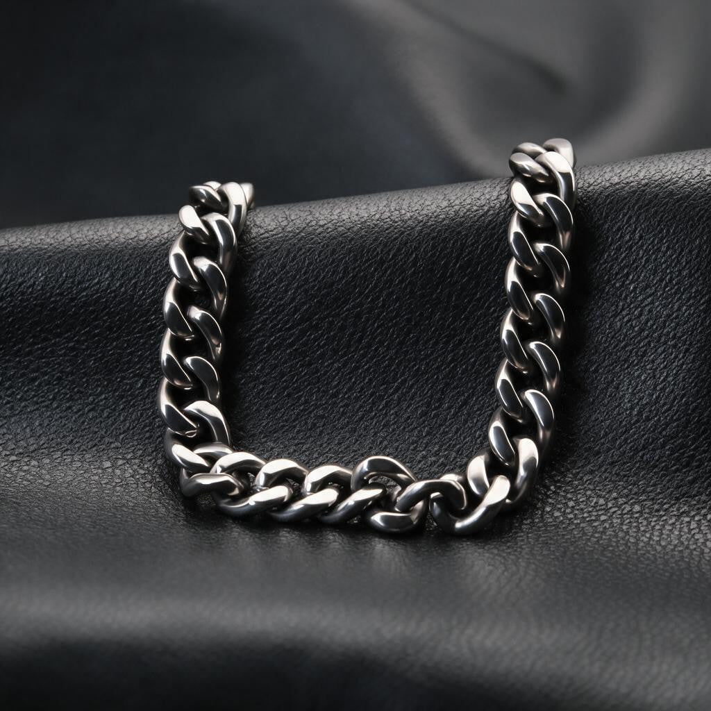 VLKRY - Pure Titanium Jewelry Timeless Armband aus poliertem, leichtem Titan mit modernem Gliederkettendesign