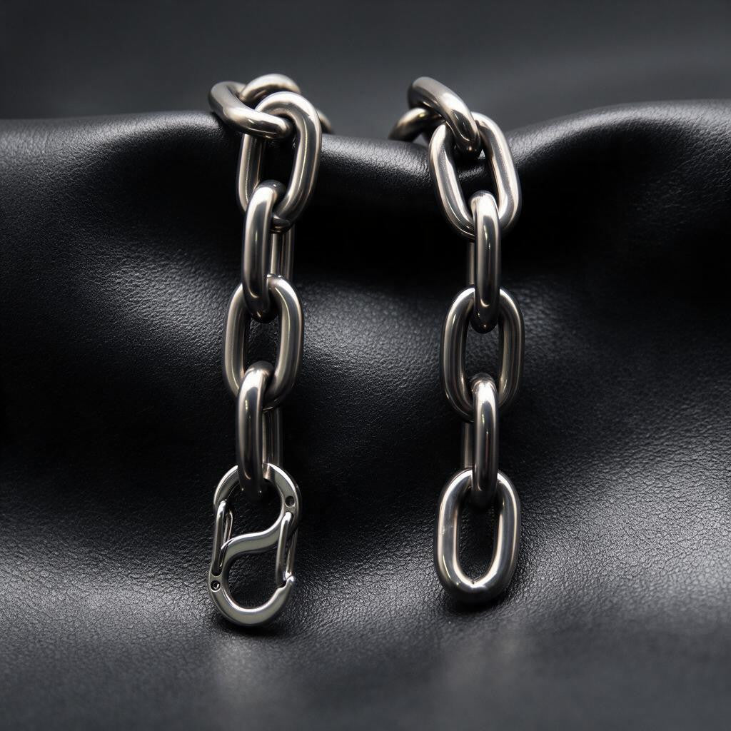 VLKRY - Pure Titanium Jewelry Armband mit massiven, minimalistischen Kettengliedern aus reinem, silbernem Titan.