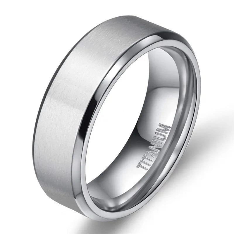 VLKRY - Pure Titanium Jewelry Ring mit gebürsteter Oberfläche und polierten Kanten aus leichtem, hypoallergenem Titan