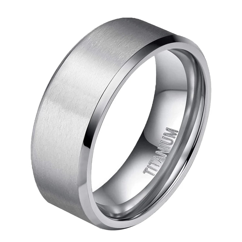 VLKRY - Pure Titanium Jewelry Ring mit gebürsteter Oberfläche und polierten Kanten aus leichtem, hypoallergenem Titan