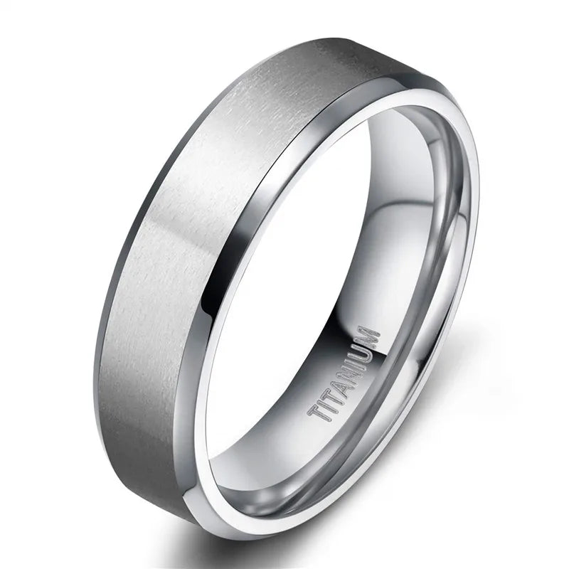 VLKRY - Pure Titanium Jewelry Ring mit gebürsteter Oberfläche und polierten Kanten aus leichtem, hypoallergenem Titan