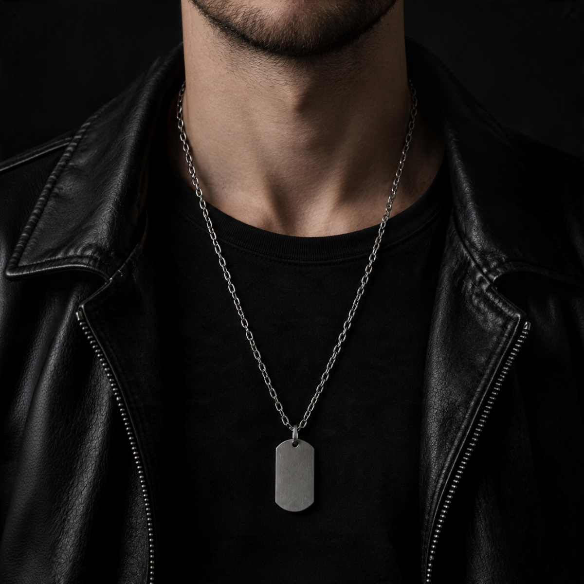 VLKRY - Pure Titanium Jewelry Valor Halskette mit minimalistischem Dog-Tag-Anhänger aus Titan an einer Kette